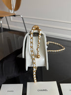 Mini Flap 19cm White Lambskin Gold Hardware