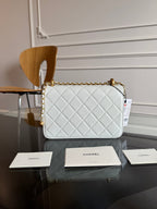 Mini Flap 22cm White Lambskin Gold Hardware