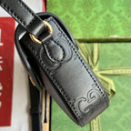 SUPER MINI SHOULDER BAG 21 IN BLACK EMBOSSED CALFSKIN