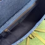 gg marmont 26cm blue monogram denim gold hardware