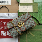 gg marmont 26cm chocolate blue monogram canvas gold hardware