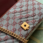 gg marmont 26cm chocolate blue monogram canvas gold hardware