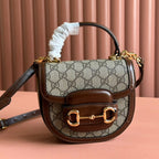 Gucci Horsebit Bag Ebony Mix Brown Leather 239810