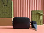 SMALL CROSSBODY BAG 24 WITH TAG IN BLACK CALFSKIN AND CANVAS TRIM