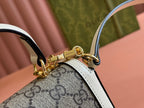 Gucci Horsebit Bag Ebony Mix White Leather 239813