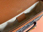 Gucci Horsebit Bag 20cm Blue mix Brown Leather Canvas 244253