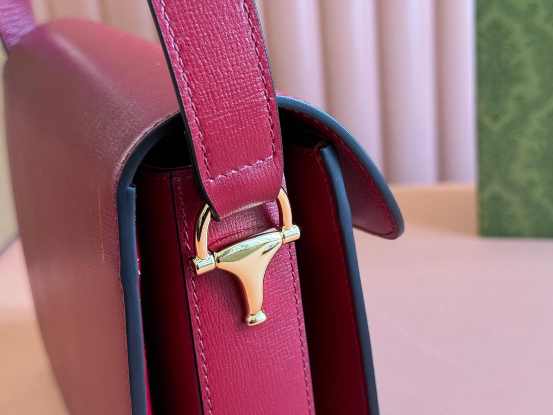 Gucci Horsebit 25 Bag Rosso Ancora Red Leather Canvas 244262