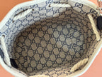 Gucci Bucket Bag Blue White Leather Canvas
