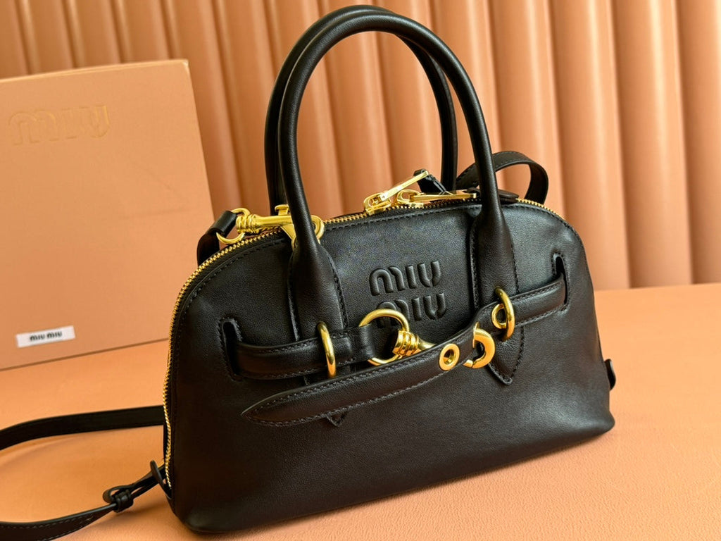 Briarwood Aventure Nappa Leather Top-handle Bag 28cm Black 231056