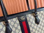 Gucci Ophidia 38cm Bag Ebony Black Leather Canvas 244456