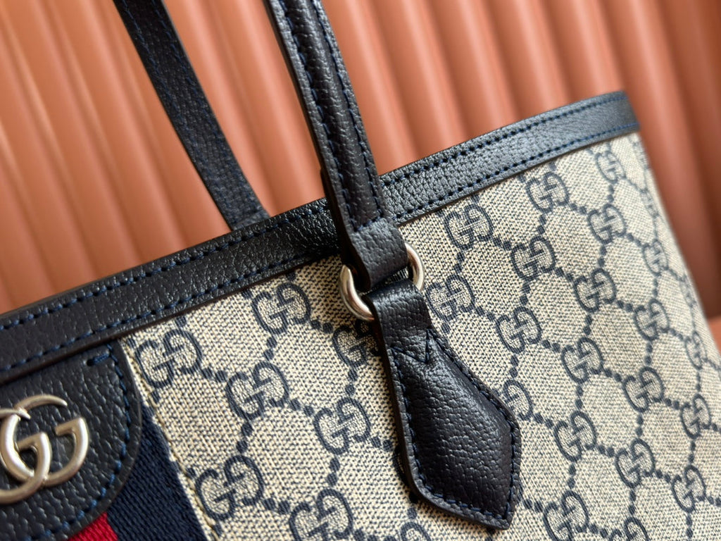 Gucci Ophidia 38cm Bag Ebony Black Leather Canvas 244456