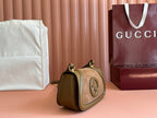 Gucci Blondie Handbag Camel Brown Suede And Calfskin 272175