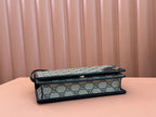 Gucci Emblem Mini Shoulder Bag Beige Blue Canvas Leather 244492