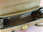 BEAU TOP HANDLE BAG 28 IN CHOCOLATE BROWN GLOSSY CALFSKIN GOLD HARDWARE