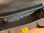 BEAU TOP HANDLE BAG 28 IN BLACK GLOSSY CALFSKIN GOLD HARDWARE