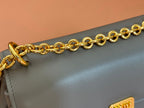 CHAIN SHOULDER BAG 24 IN SLATE GREY PATENT SMOOTH CALFSKIN