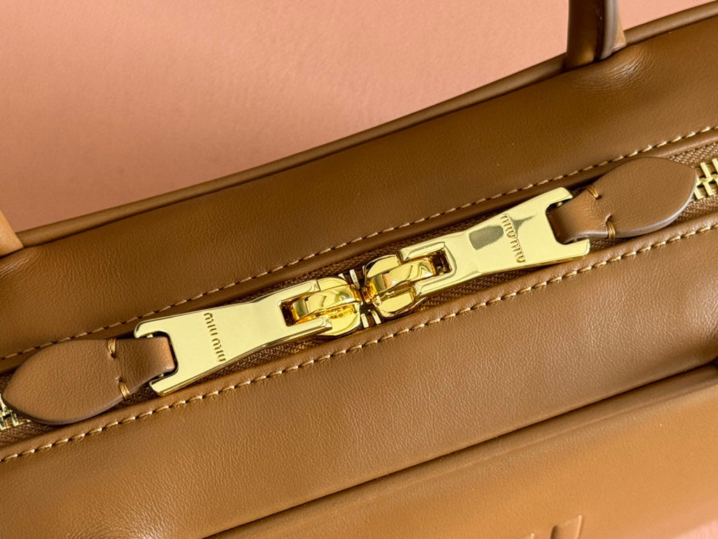 Miu Beau Top-Handle Bag 29 Brown Leather 239692