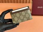 Gucci Ophidia Card Holder Wallet Brown Ebony Canvas Leather 239965