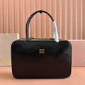 Miu Beau Top-Handle Bag 34cm Black Leather 239697