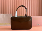 Miu Beau Top-Handle Bag 34cm Brown Leather 239698