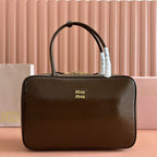 Miu Beau Top-Handle Bag 34cm Brown Leather 239698