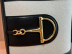 Gucci 73 Mini Bucket Bag Black White Leather Canvas 239679
