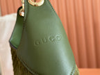Gucci Body Double Lock Handbag Green Velvet Embossed Leather 244511