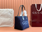 Gucci Totissima Tote Bag Dark Blue Denim Leather