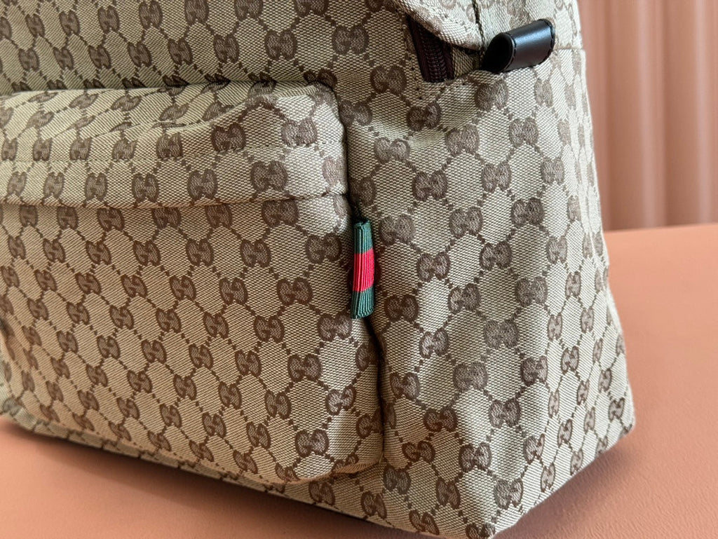Gucci Backpack Beige mix Brown Canvas Leather 248446