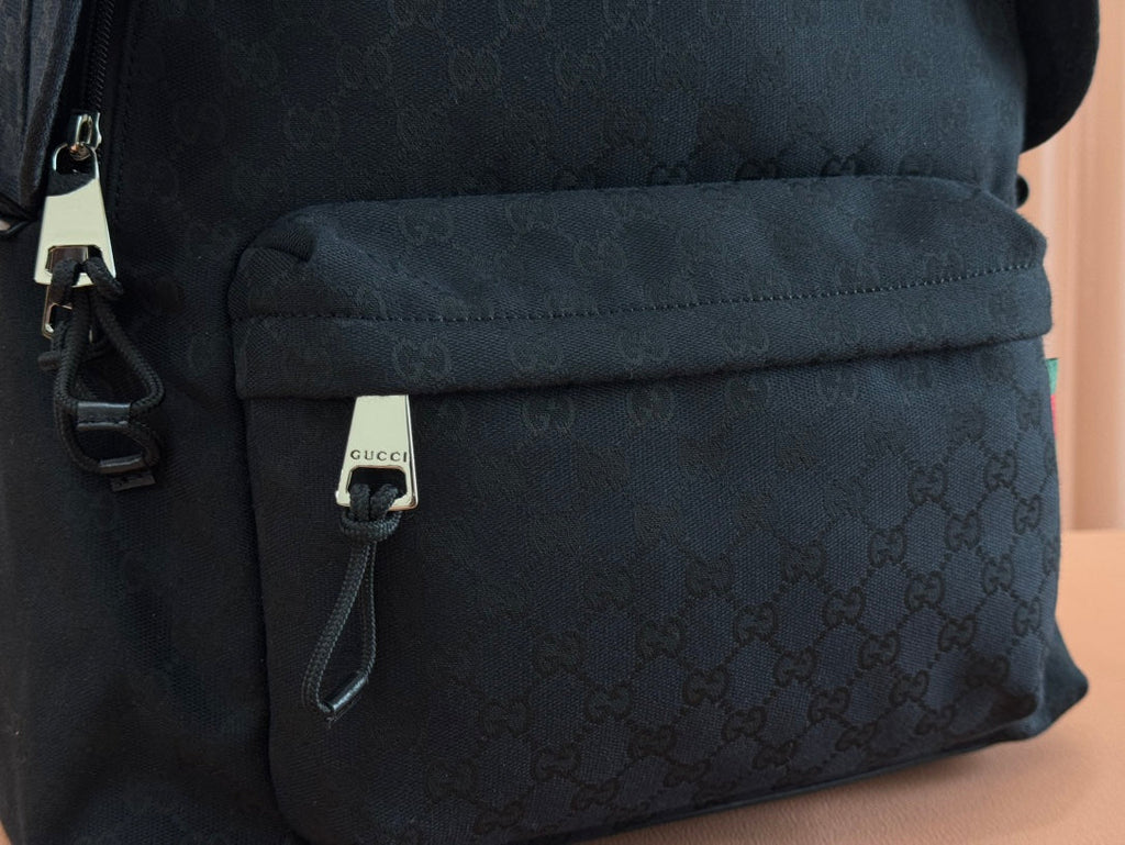 Gucci Backpack Black Canvas Leather 248447