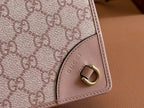 Gucci Emblem Mini Shoulder Bag Pink Canvas Leather 244541