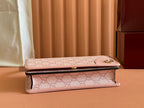 Gucci Emblem Mini Shoulder Bag Pink Canvas Leather 244541