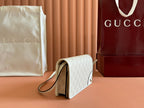 Gucci Emblem Mini Shoulder Bag Beige Canvas Leather 244542