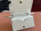 Gucci Emblem Mini Shoulder Bag Beige Canvas Leather 244542