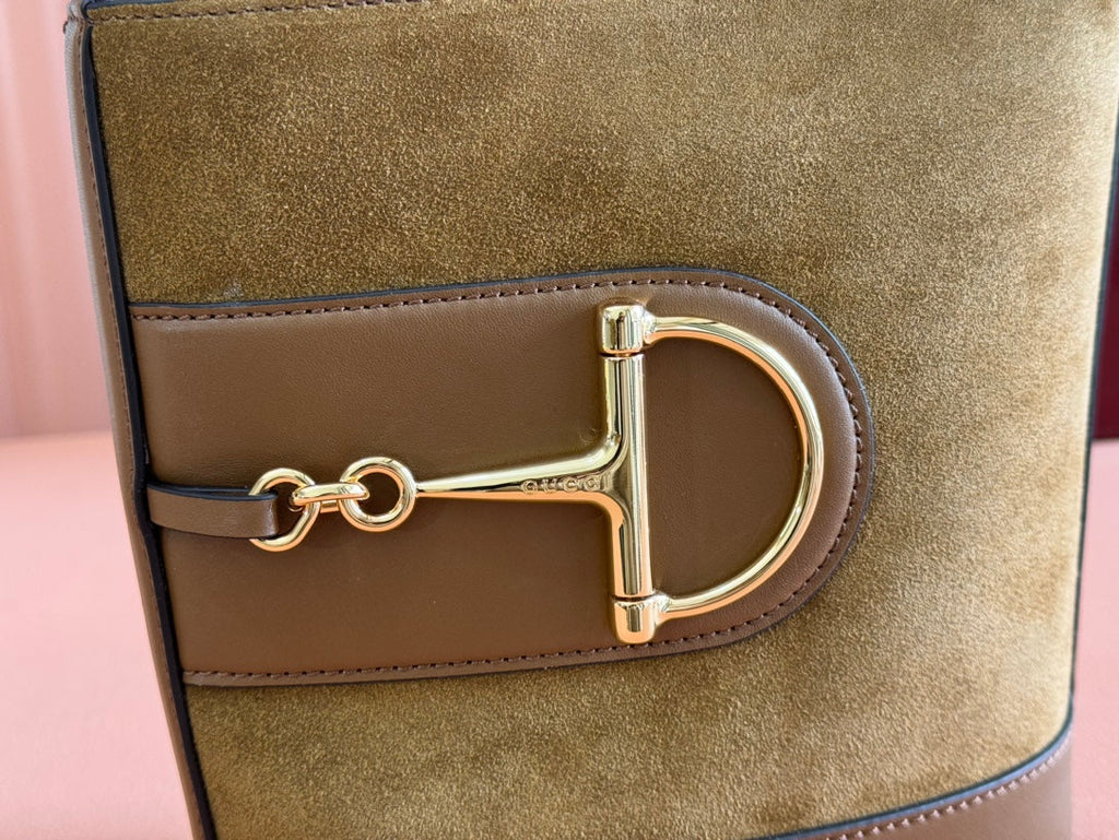 Gucci 73 Mini 20cm Bucket Bag Brown Suede Leather 244448