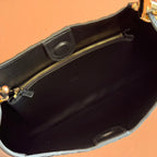 Gucci Body Double Lock Handbag Black Velvet Embossed Leather 248133
