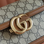 Gucci GO Small Shoulder Bag Brown mix Ebony Leather Canvas 248115