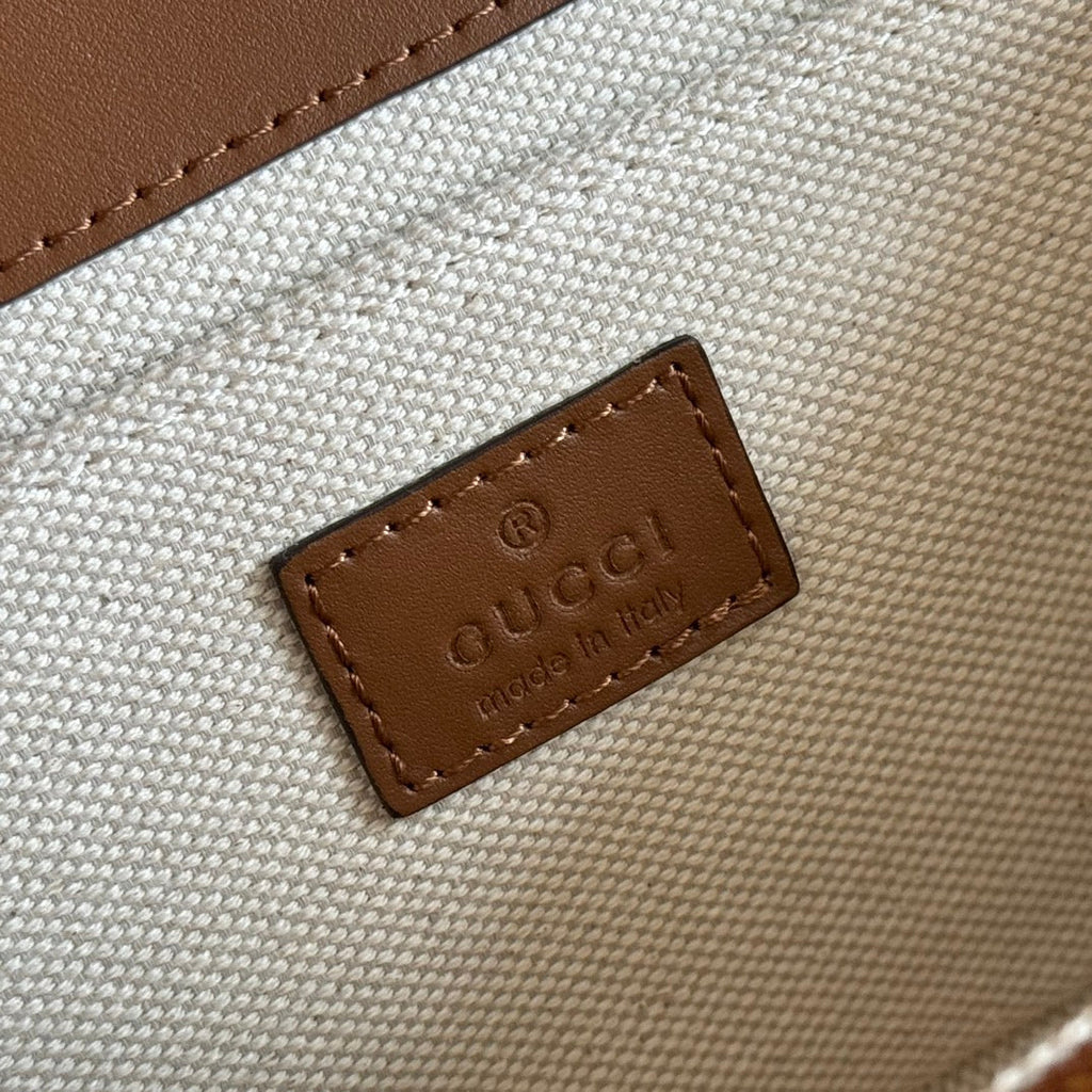 Gucci GO Small Shoulder Bag Brown mix Blue Leather Canvas 248117