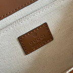 Gucci GO Small Shoulder Bag Brown mix Beige Leather Canvas 248116