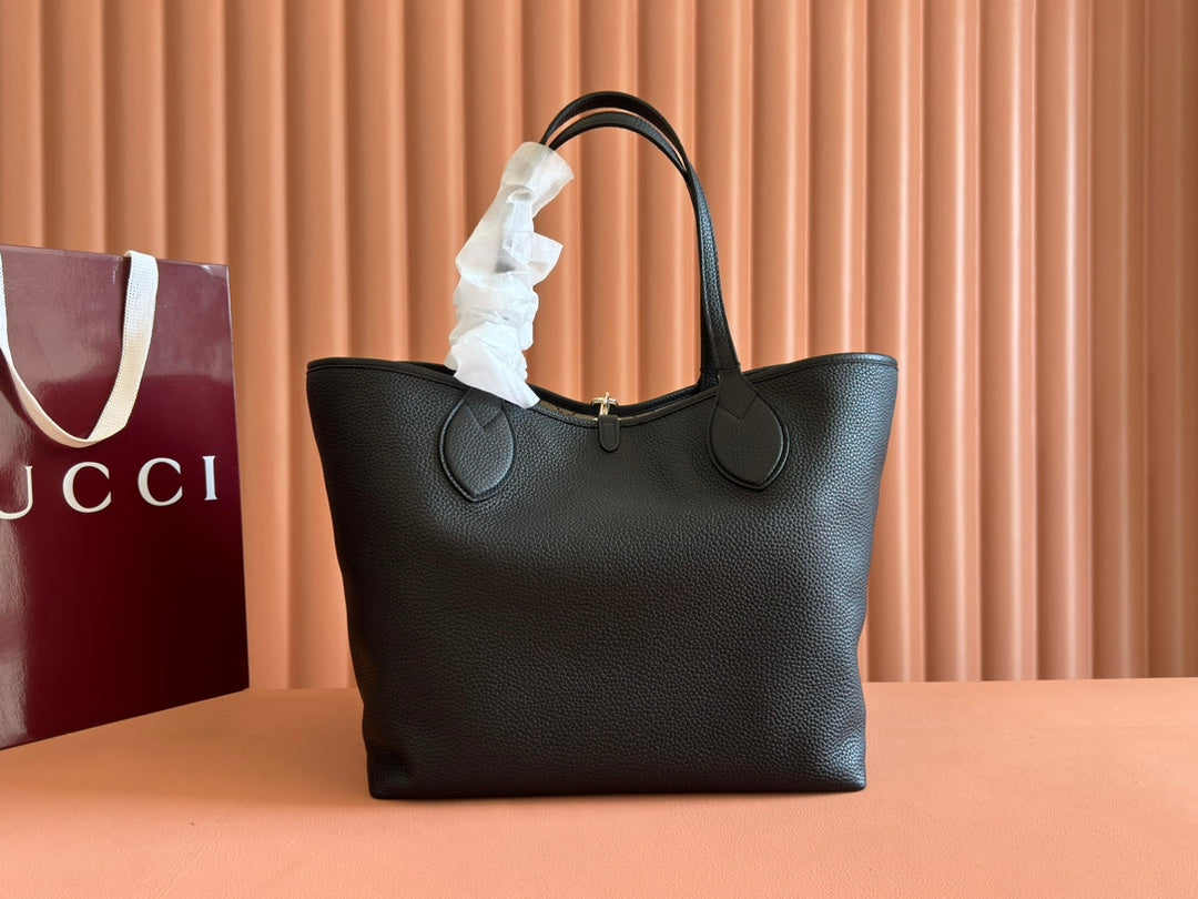 Gucci Totissima 30cm Tote Bag Black Calfskin 248124