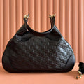 Gucci Body Double Lock Handbag Black Embossed Leather 248137