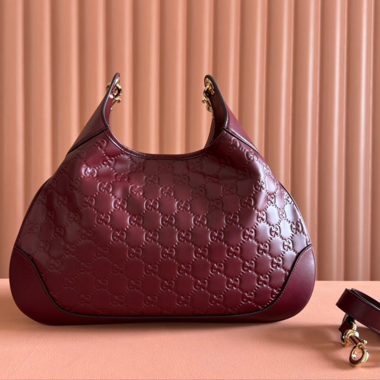 Gucci Body Double Lock Handbag Rosso Ancora Red Embossed Leather 248136