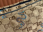 Gucci Snake Print Bag Beige mix Blue Canvas 248145