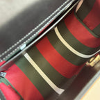 GG Padlock Medium Top Handle Bag Beige Black Leather Canvas