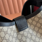 GG Padlock Bag Beige Black Leather Canvas
