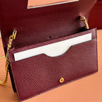 Gucci Marmont Chain Wallet Ebony mix Rosso Ancora Red Leather Canvas 255316