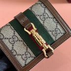 Gucci Jackie Wallet Ebony Brown Canvas Leather 255171