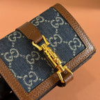 Gucci Jackie Wallet Blue Brown Canvas Leather 255172