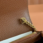 Gucci Jackie Chain Wallet Blue Brown Canvas Leather 255173