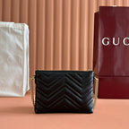 GG Marmont Pochette With Chain Black Cowhide 255061